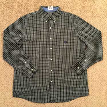 Chaps Chaps Shirt Mens Medium Green Blue Plaid Lo… - image 1