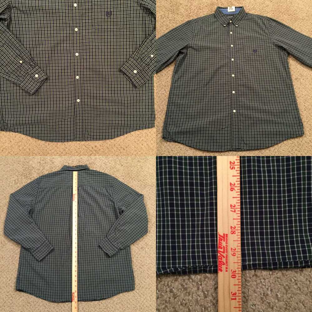 Chaps Chaps Shirt Mens Medium Green Blue Plaid Lo… - image 4