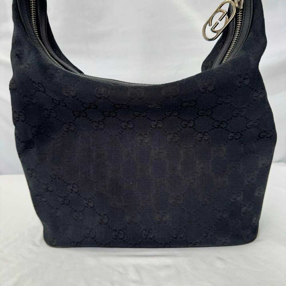 GUCCI Gucci one-shoulder bag GG canvas leather bl… - image 2