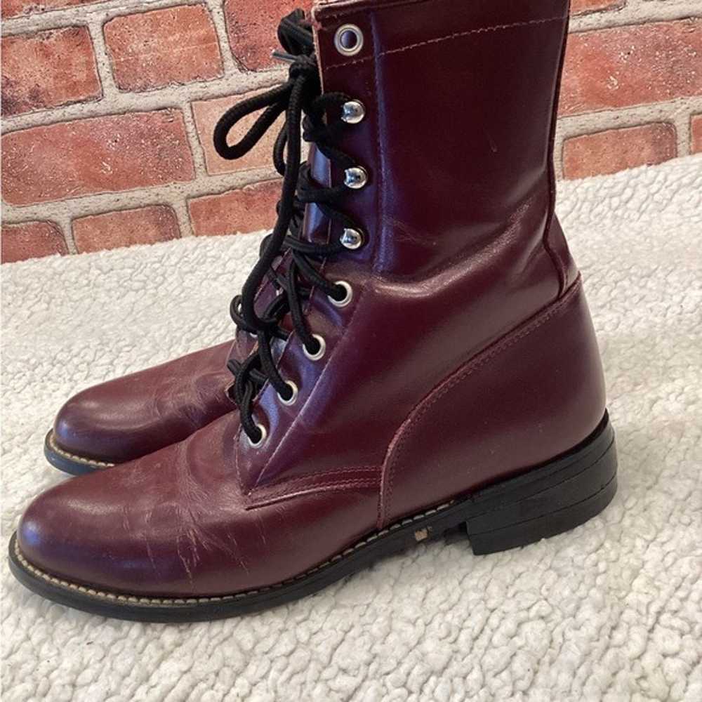 Justin Boots Diamond J vintage burgundy leather r… - image 3