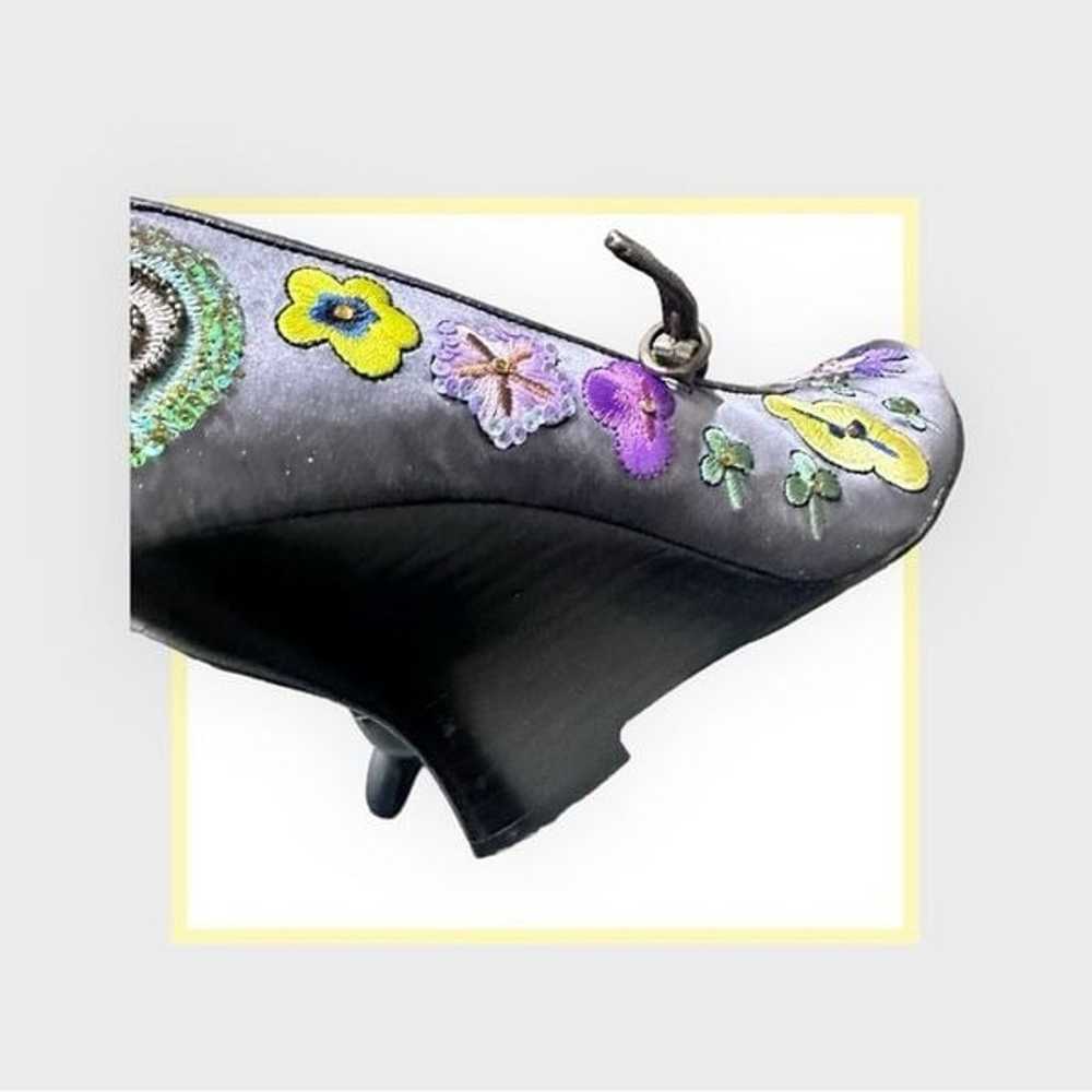 Funky Embellished Gray Satin Wedges 8.5 - image 6