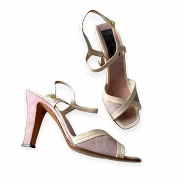 Vintage Garolini Pink/Lilac Suede Sandals with Nud