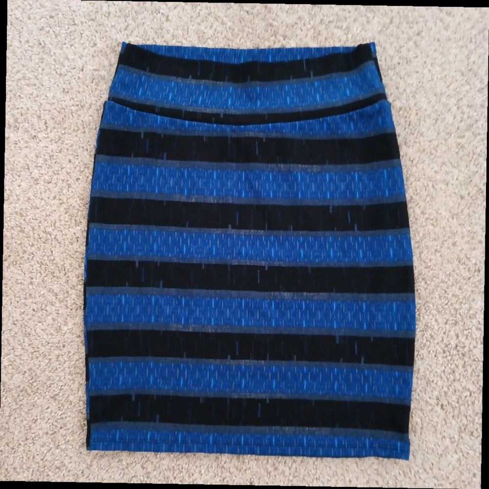 Vintage Knee Length Blue Striped Pencil Style Pul… - image 1