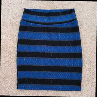 Vintage Knee Length Blue Striped Pencil Style Pul… - image 1