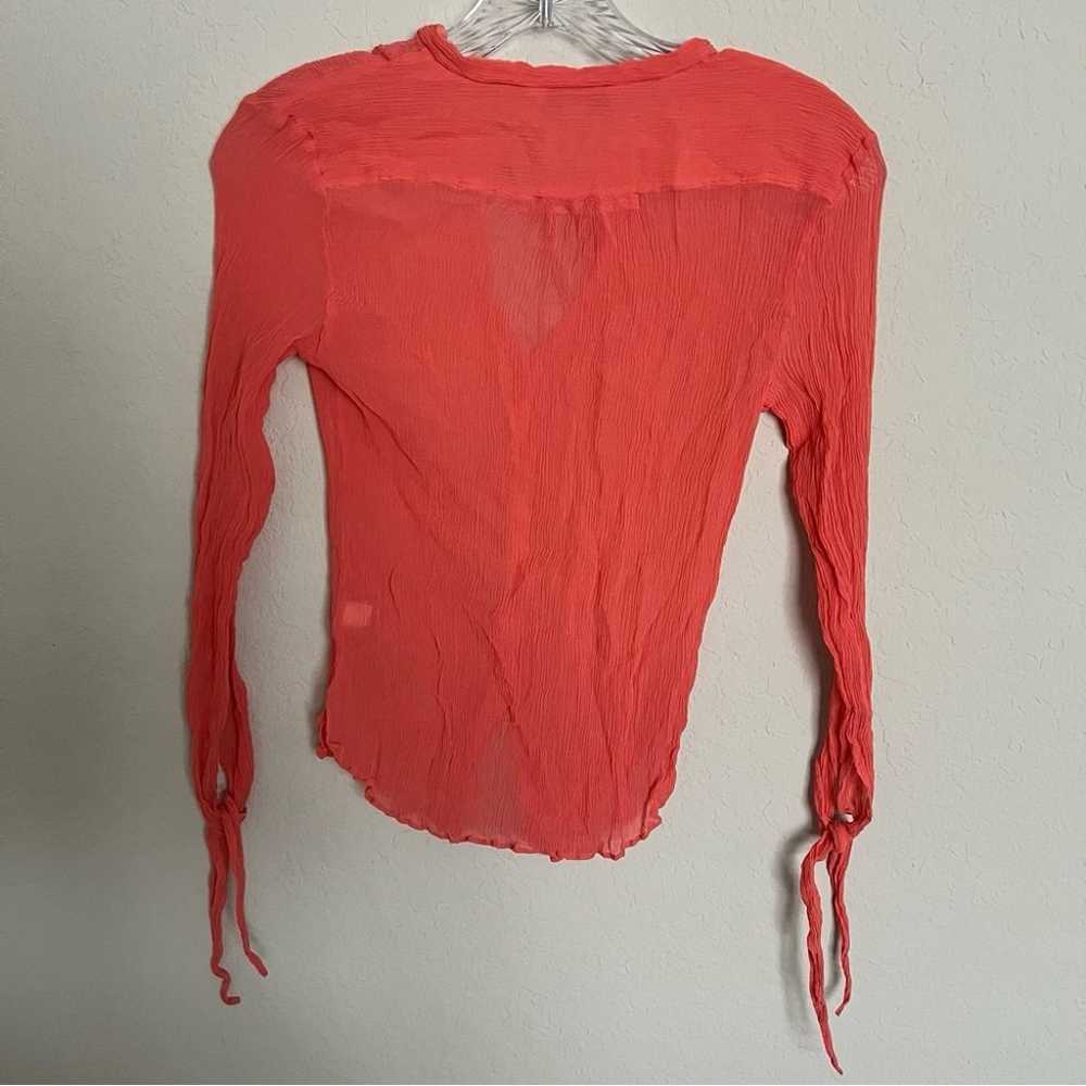 Vintage Banana Republic Coral Sheer Silk Button U… - image 2