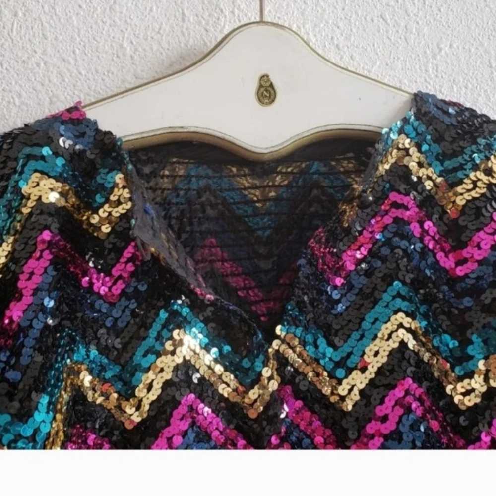 Vintage Caron Chicago Women Sequins Cropped  Batw… - image 5