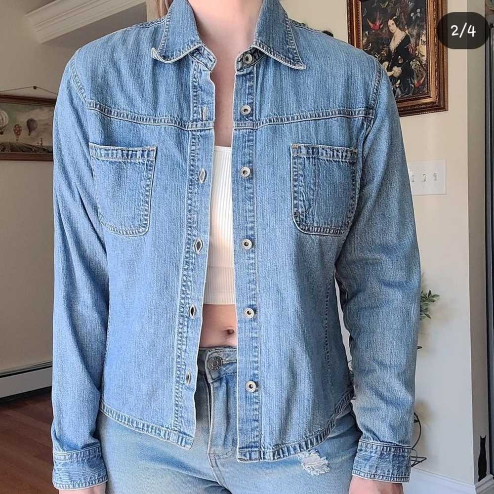 Vintage 1990's chambray denim shacket button up -… - image 2