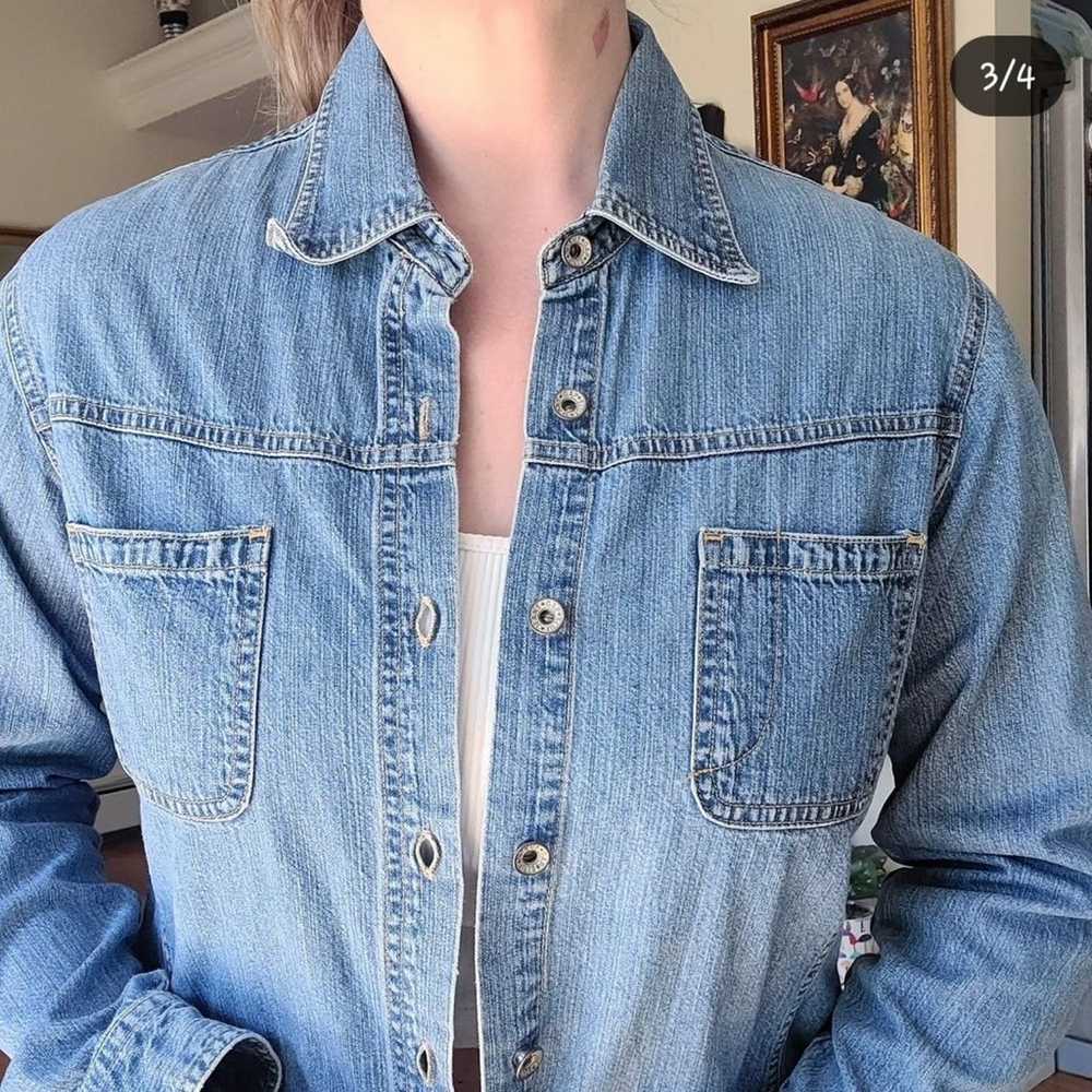 Vintage 1990's chambray denim shacket button up -… - image 3