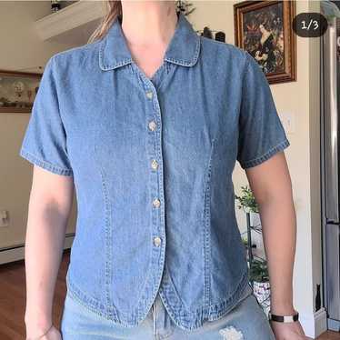 Vintage 1990's chambray denim button up - Bill Bl… - image 1