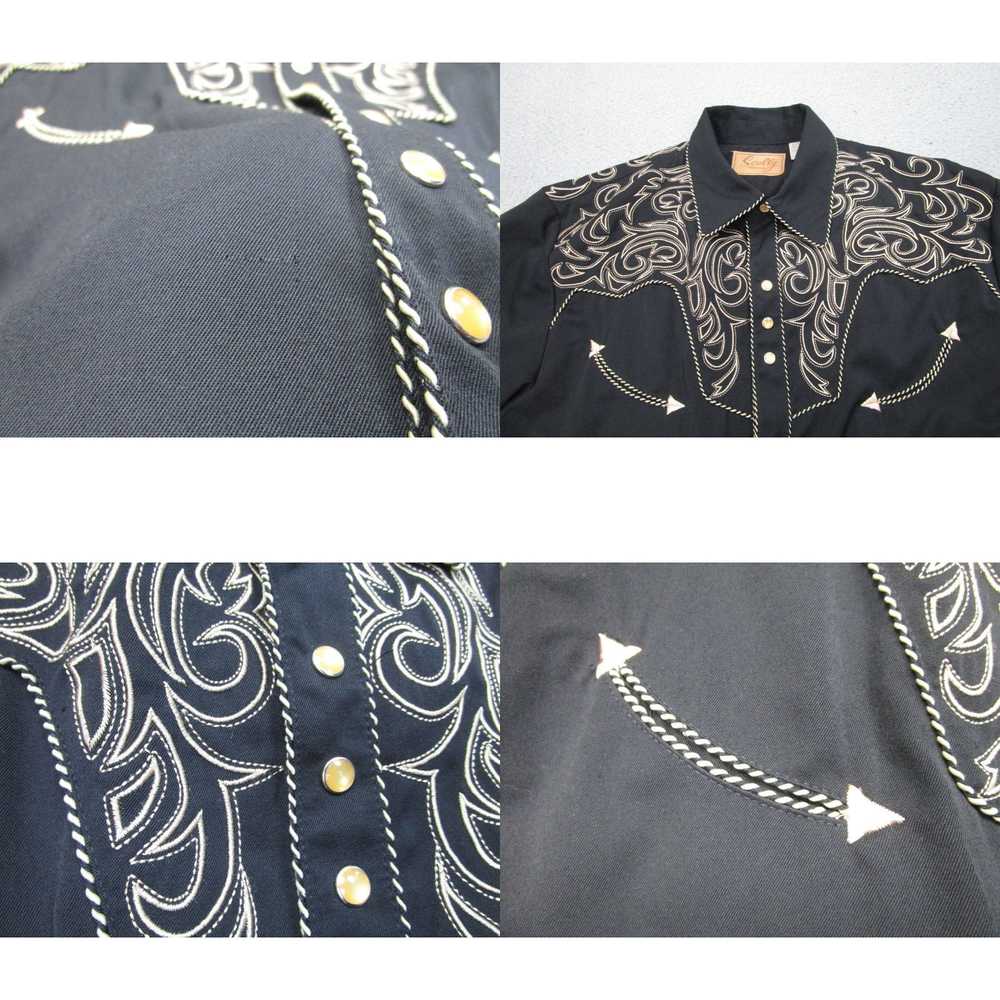 Vintage Scully Shirt Mens M Black Gold Embroidere… - image 4