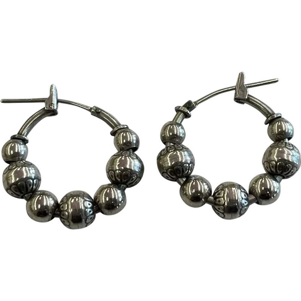 Vintage Sterling Silver Hoop Earrings - image 1