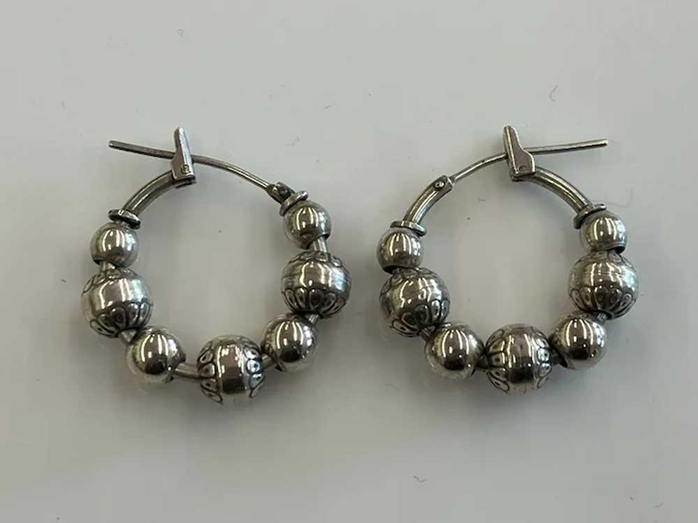 Vintage Sterling Silver Hoop Earrings - image 2