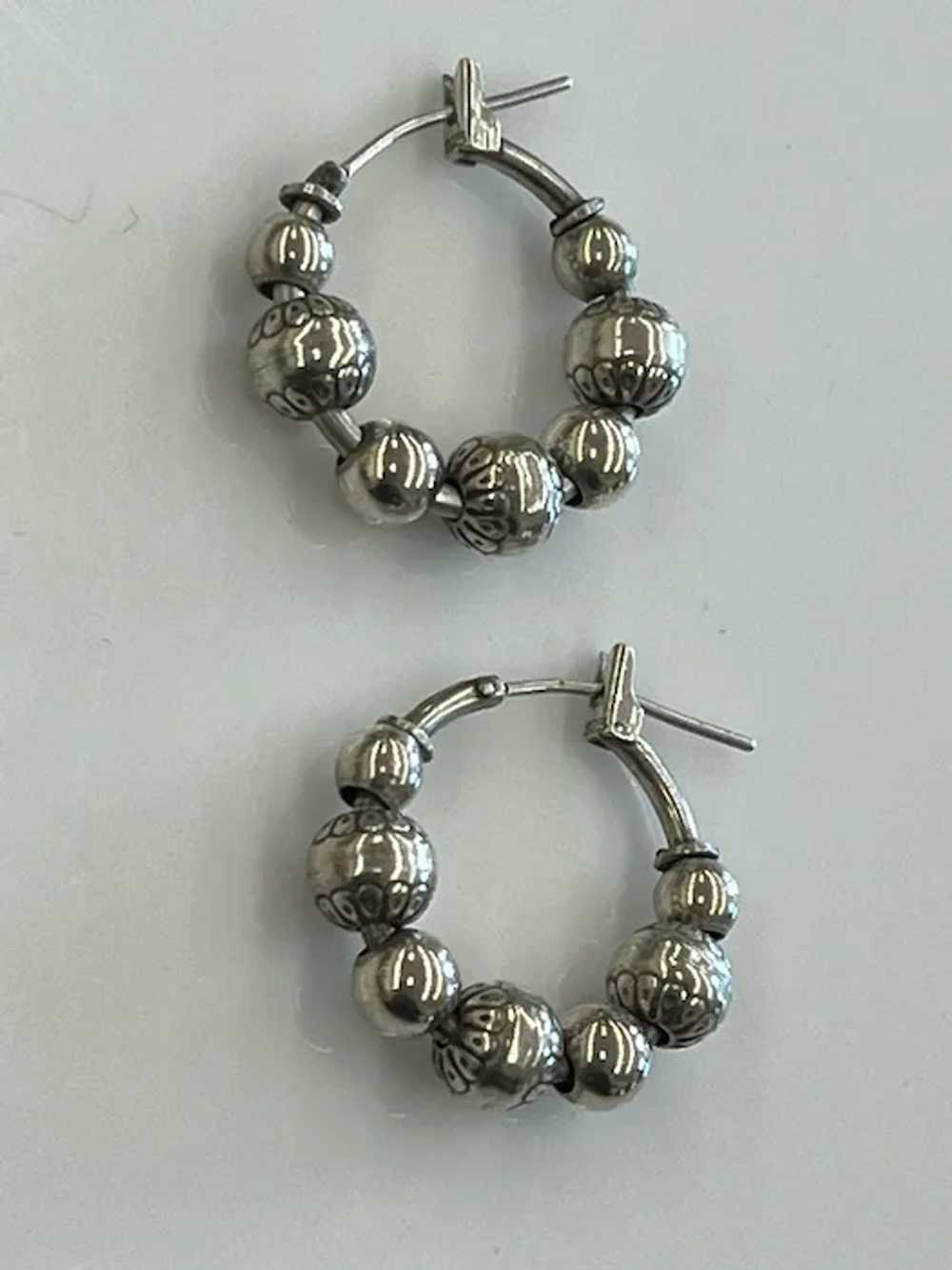 Vintage Sterling Silver Hoop Earrings - image 3