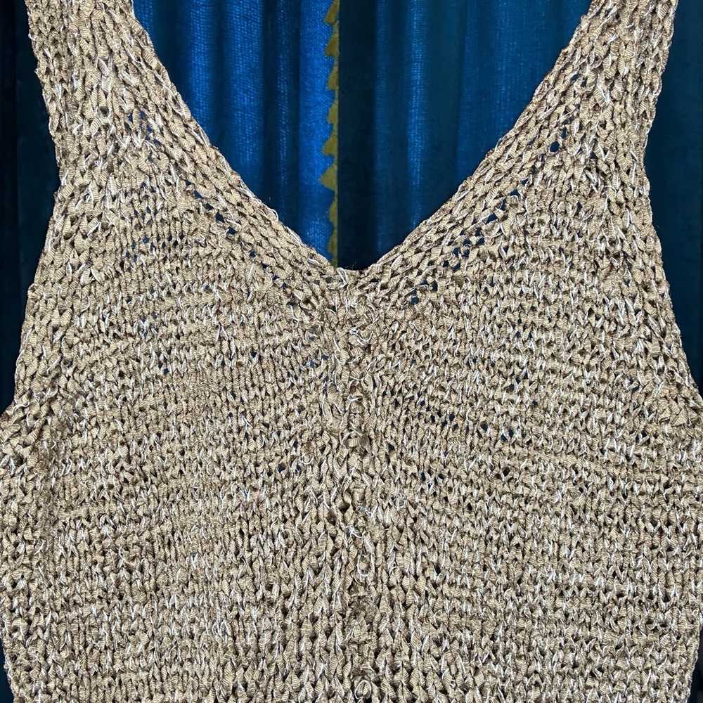 Golden beige vintage crochet top - image 2