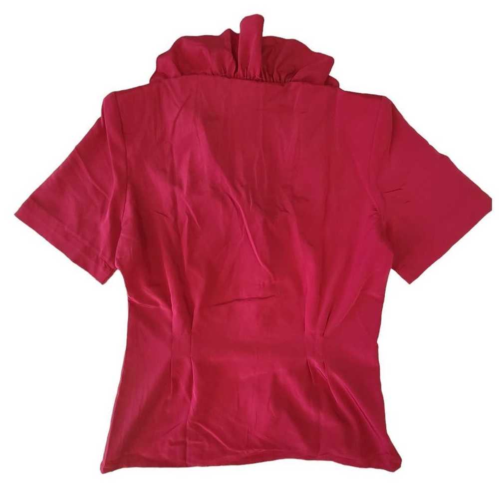 Vintage Anne Klein Hot Pink Ruffle Collar Short S… - image 3