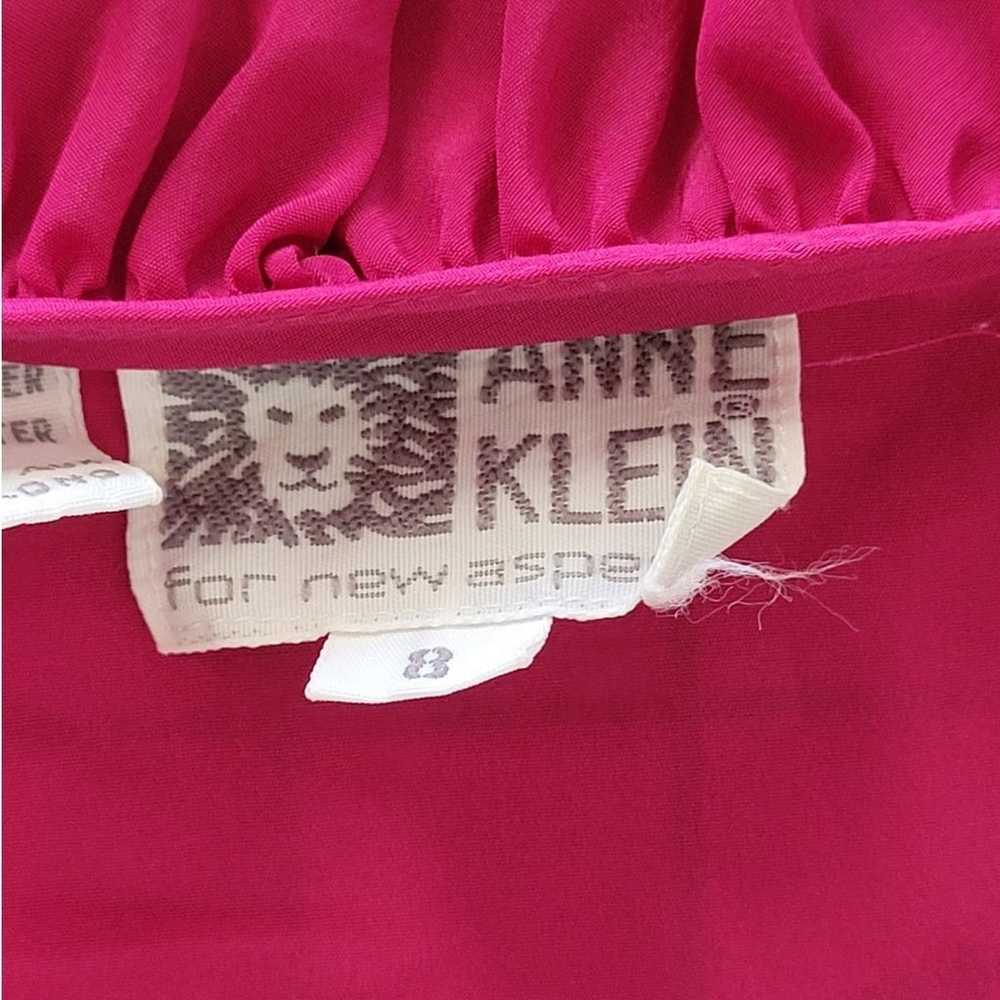 Vintage Anne Klein Hot Pink Ruffle Collar Short S… - image 4