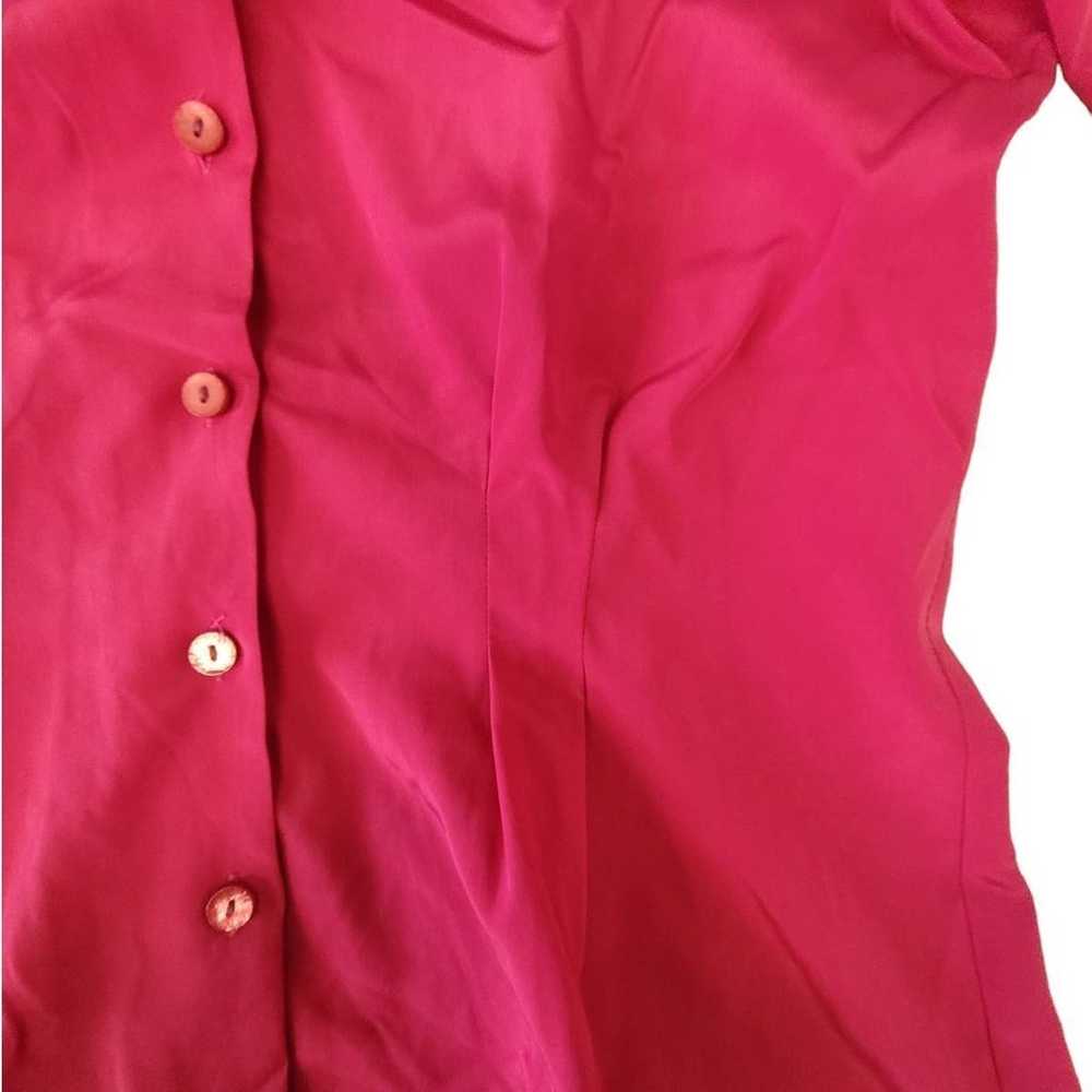 Vintage Anne Klein Hot Pink Ruffle Collar Short S… - image 5