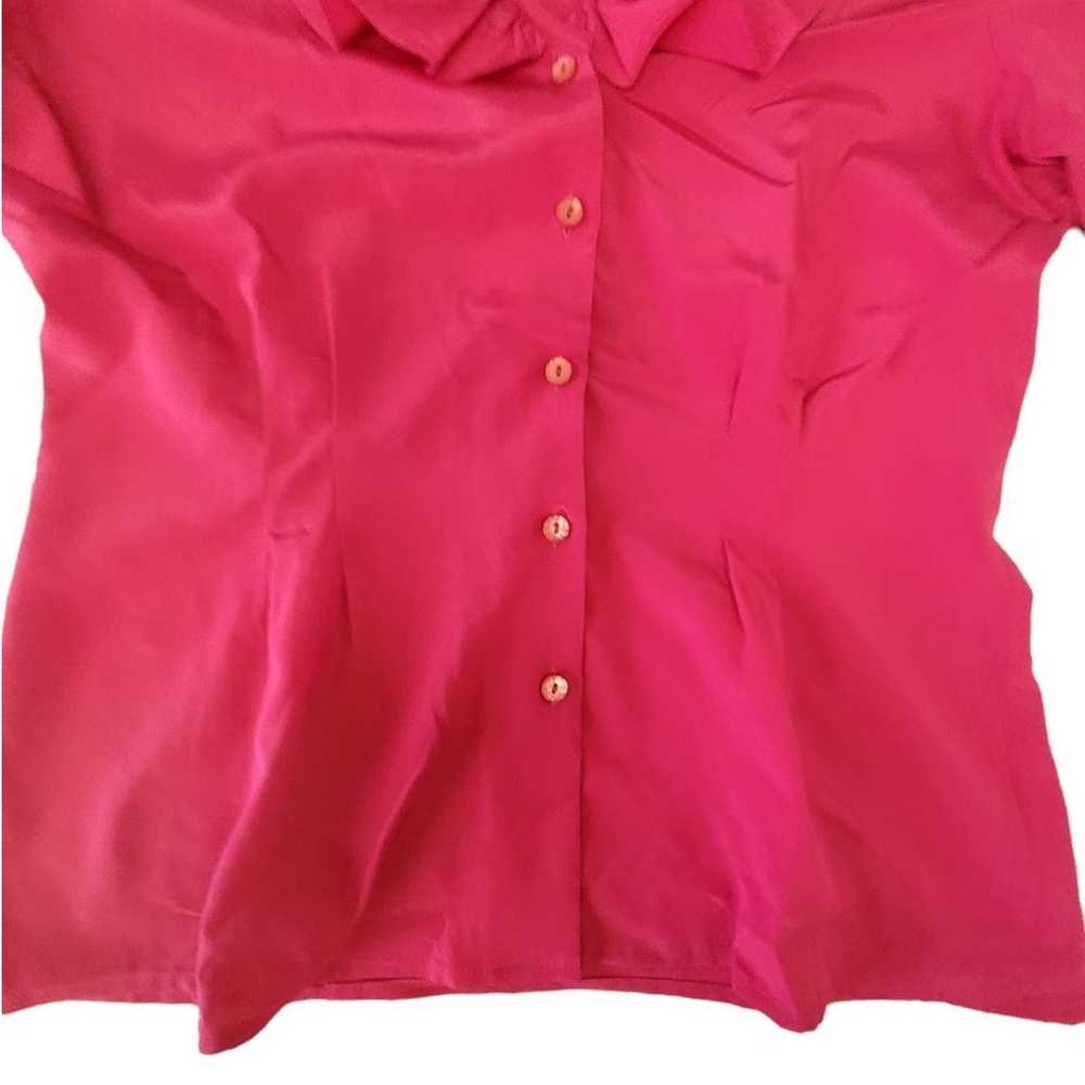 Vintage Anne Klein Hot Pink Ruffle Collar Short S… - image 7