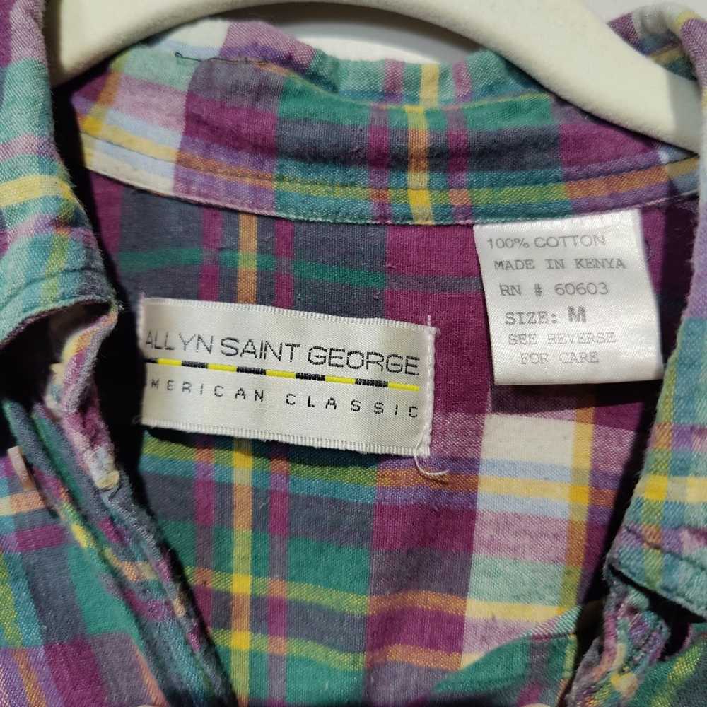 Vintage Allyn Saint George Sz M Purple Green Plai… - image 3