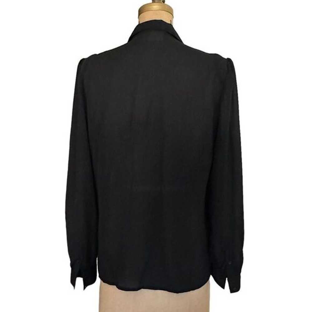 Vintage Jean de Pierre Black Crepe Pleated Blouse… - image 2