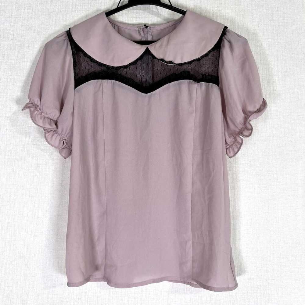 [Ank Rouge] Pink and Black Lace Cut-Sleeve T-shir… - image 1