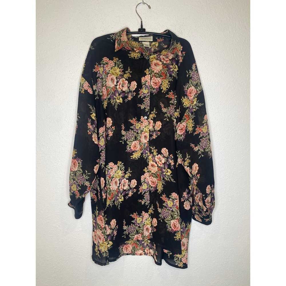 Express Vintage 90’s Sheer Floral High Low Long S… - image 1