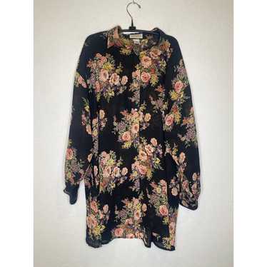 Express Vintage 90’s Sheer Floral High Low Long S… - image 1