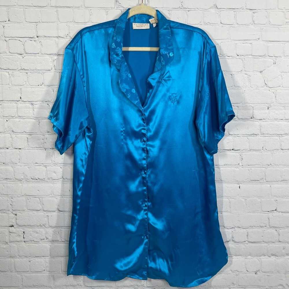 Vintage Victoria's Secret Shirt Women Large Blue … - image 1