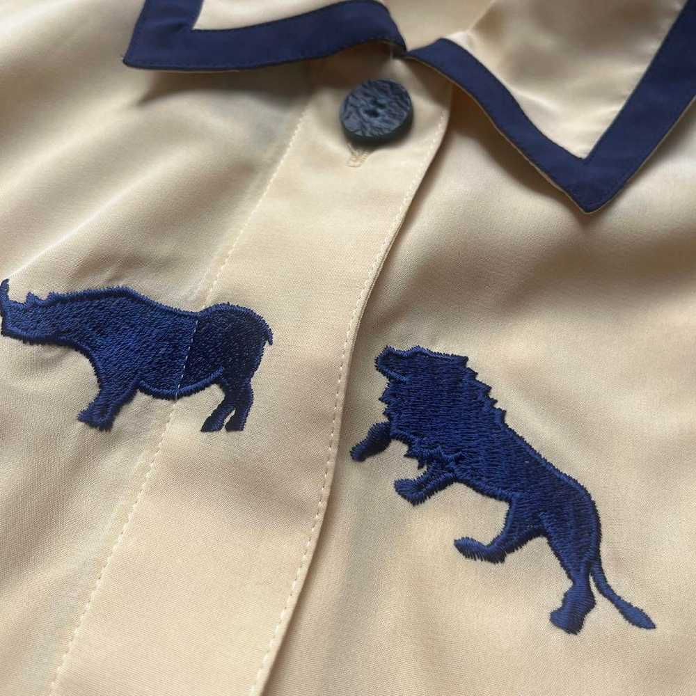 vintage embroidery shirt blouse animal safari, si… - image 11