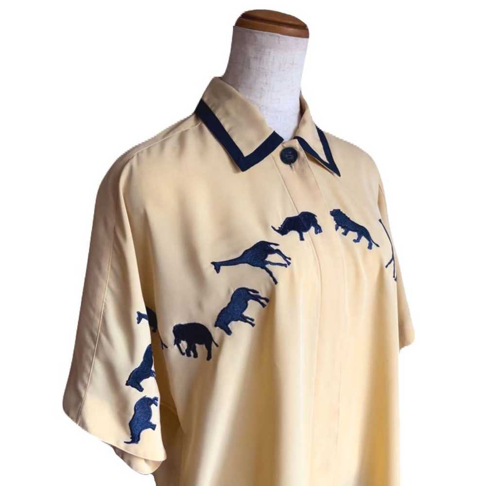 vintage embroidery shirt blouse animal safari, si… - image 4