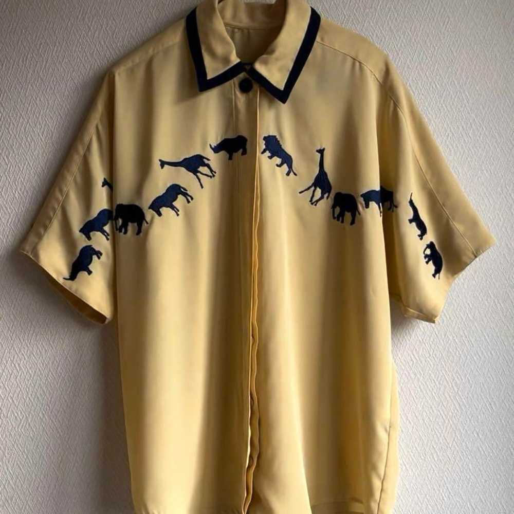 vintage embroidery shirt blouse animal safari, si… - image 5