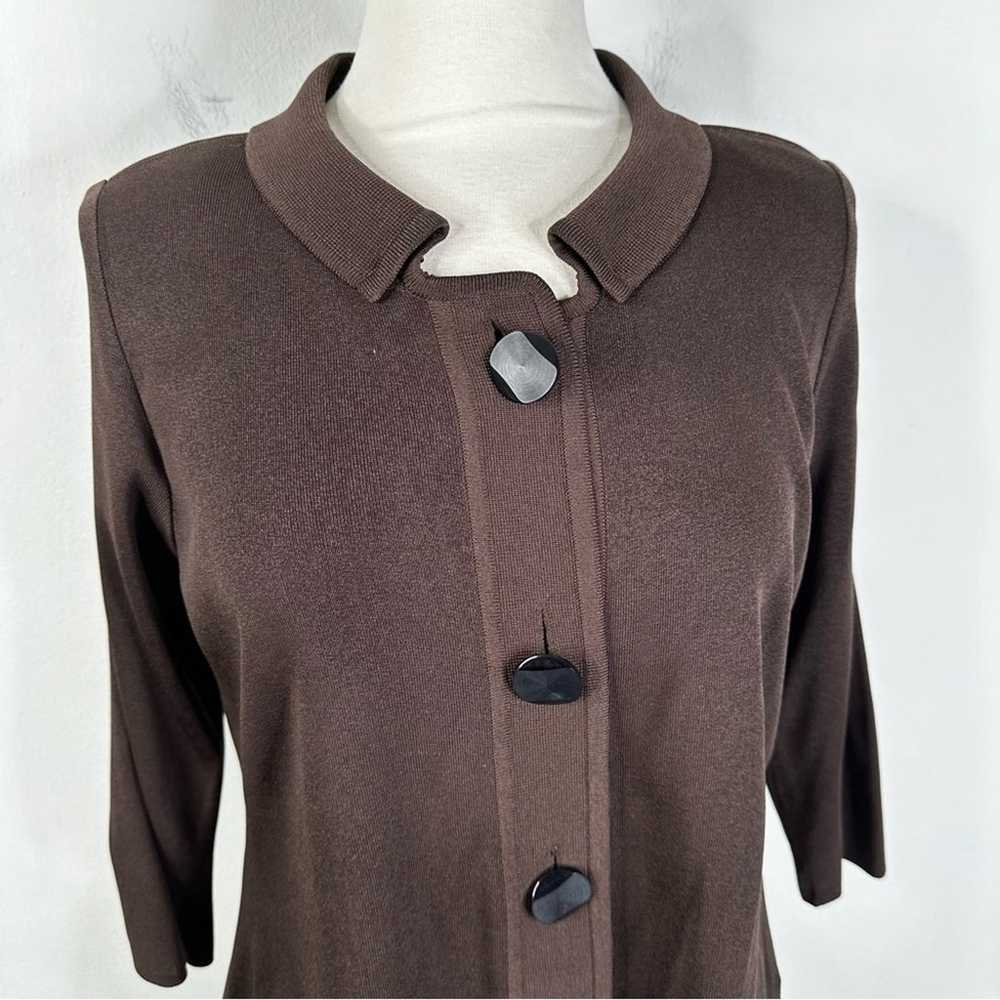 Vintage Exclusively Misook Chocolate Brown Button… - image 5