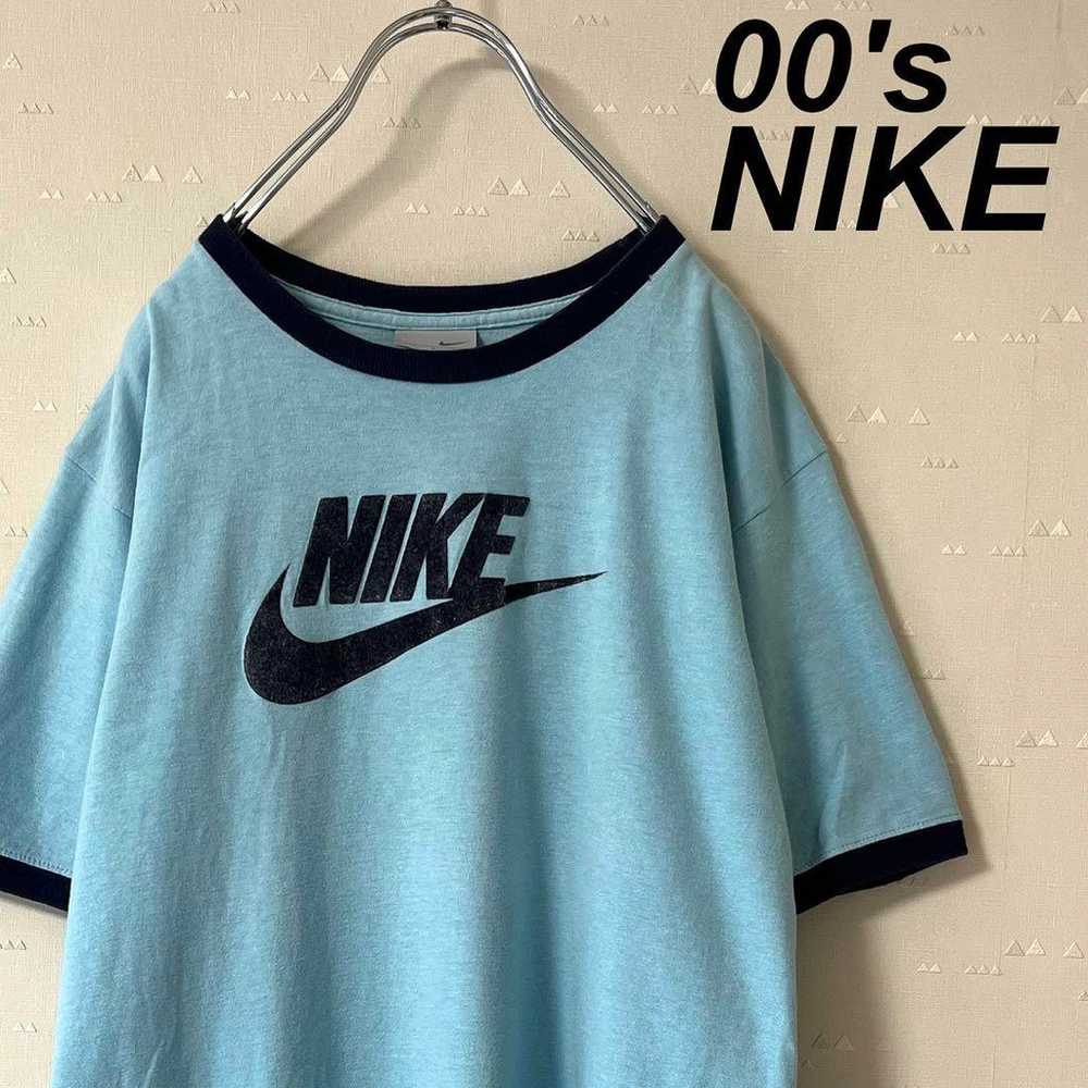 Vintage 00's Nike ringer T-shirt with flocky prin… - image 1