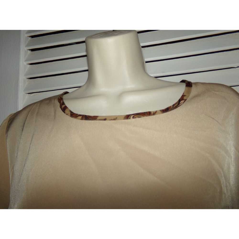 Vintage Susan Graver style tan blouse small shoul… - image 2