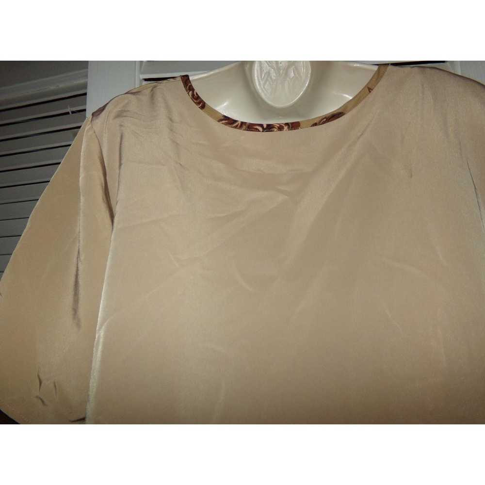 Vintage Susan Graver style tan blouse small shoul… - image 3