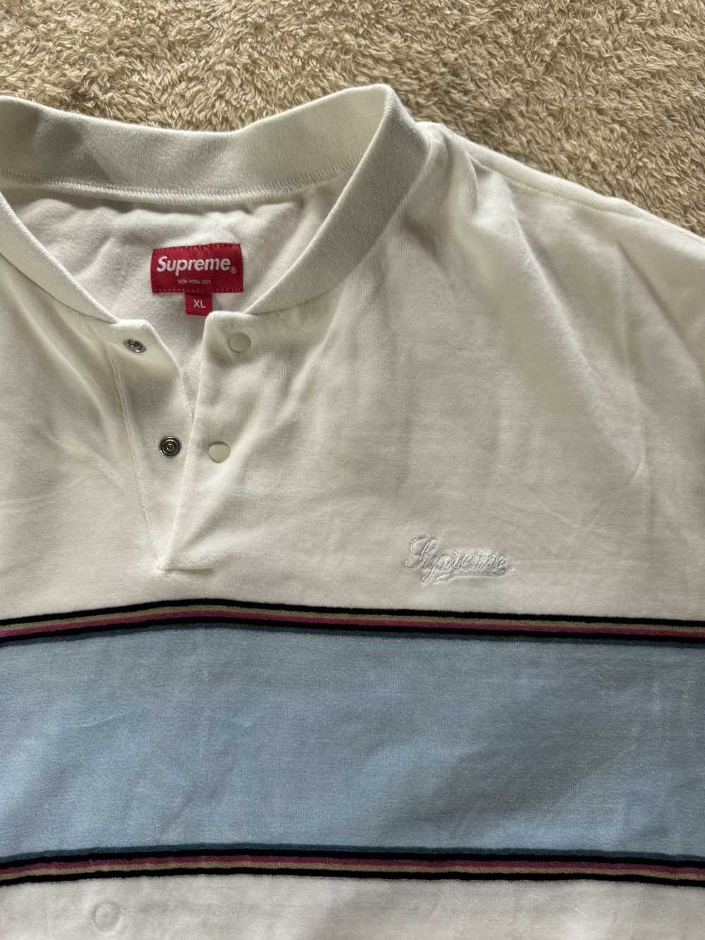 Supreme Supreme Velour Snap Henley White (Size XL) - image 3