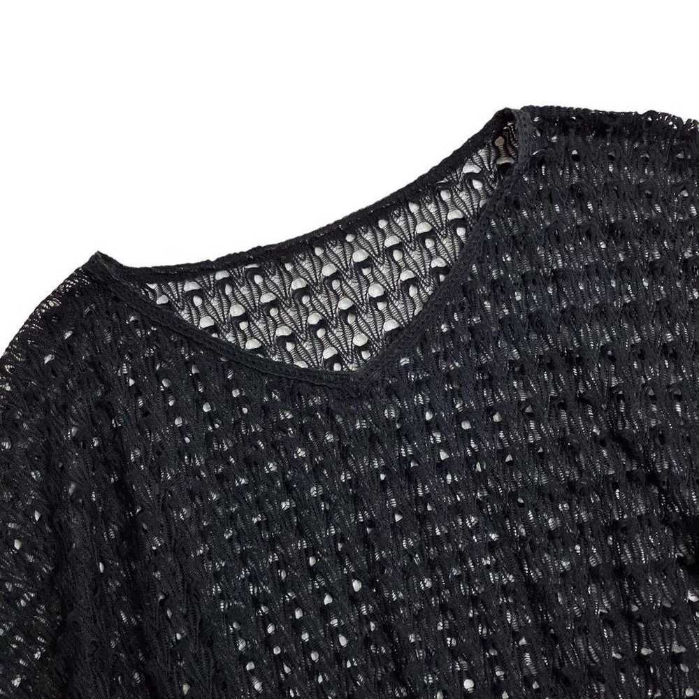 90s Fishnet Poncho Knit Cotton Fringe Boho Chic. - image 8