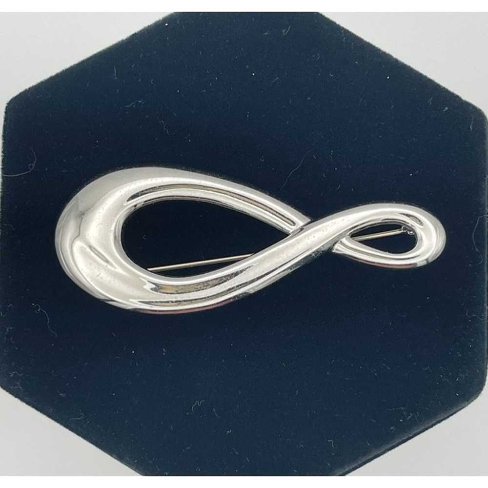 Vintage Monet Asymmetrical Infinity Silver Tone 3" - image 3