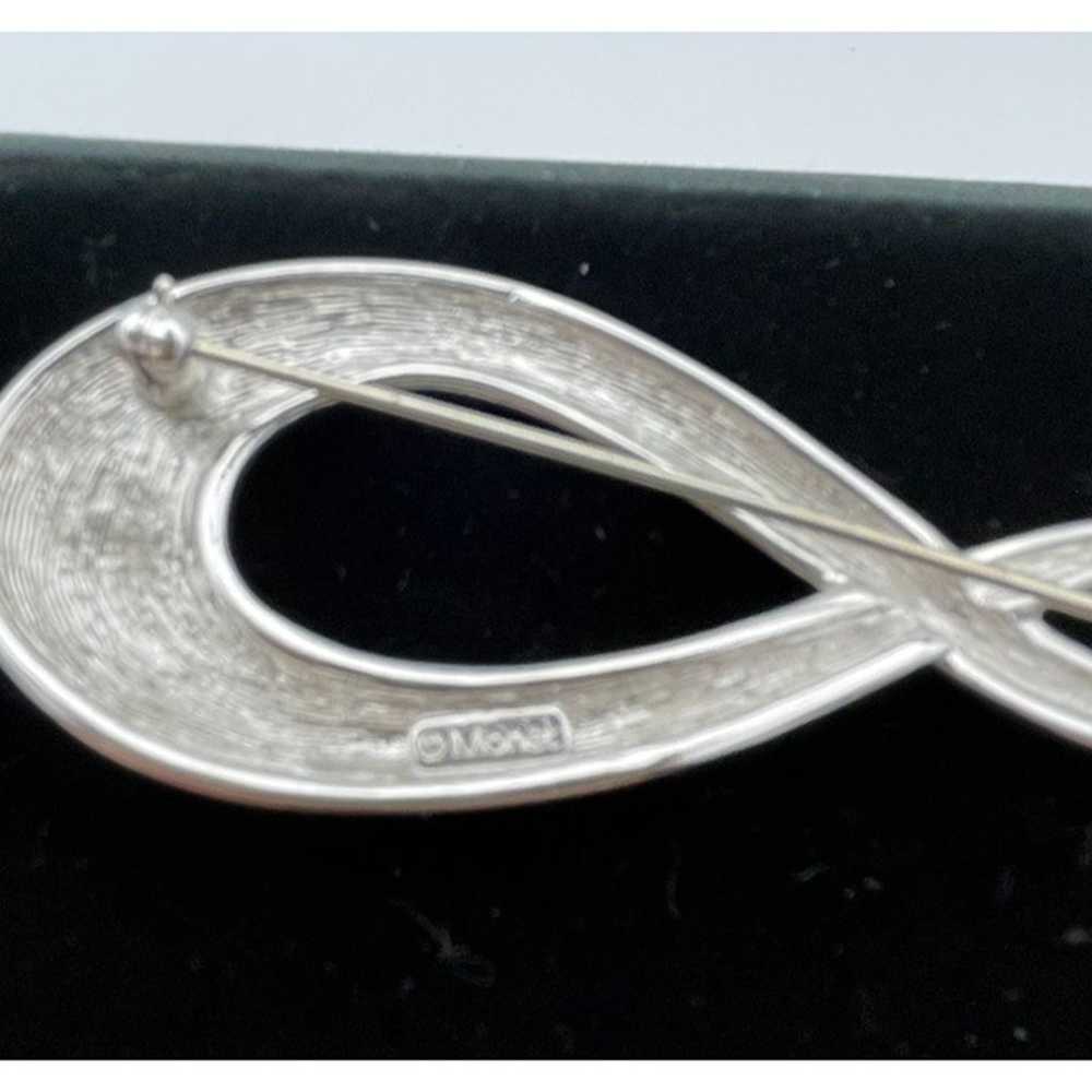 Vintage Monet Asymmetrical Infinity Silver Tone 3" - image 5