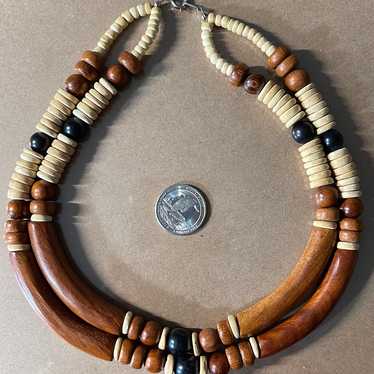 17”  long 2 strand wooden Necklace