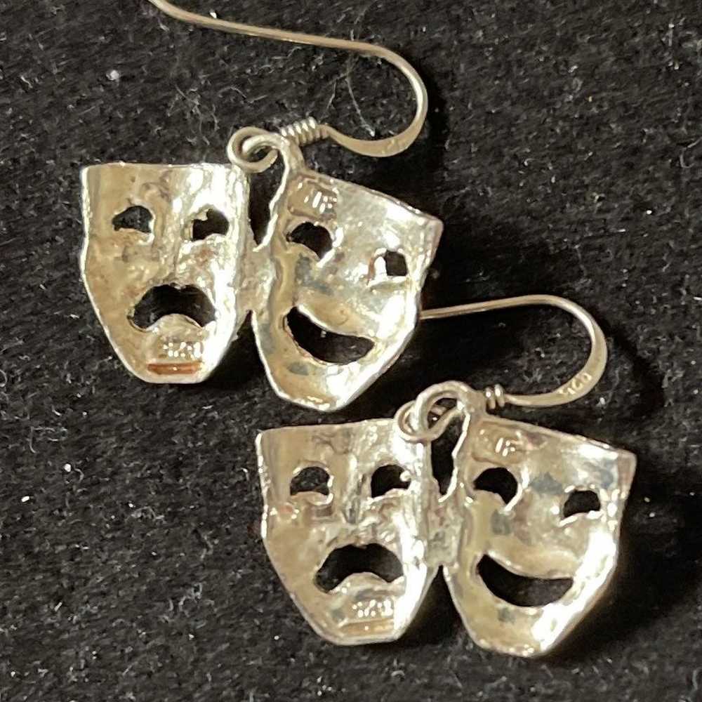 Vintage 925 theater Mask Earrings - image 2