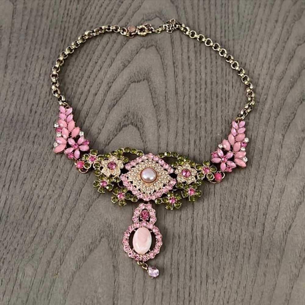 J crew floral faux gem statement necklace - image 1