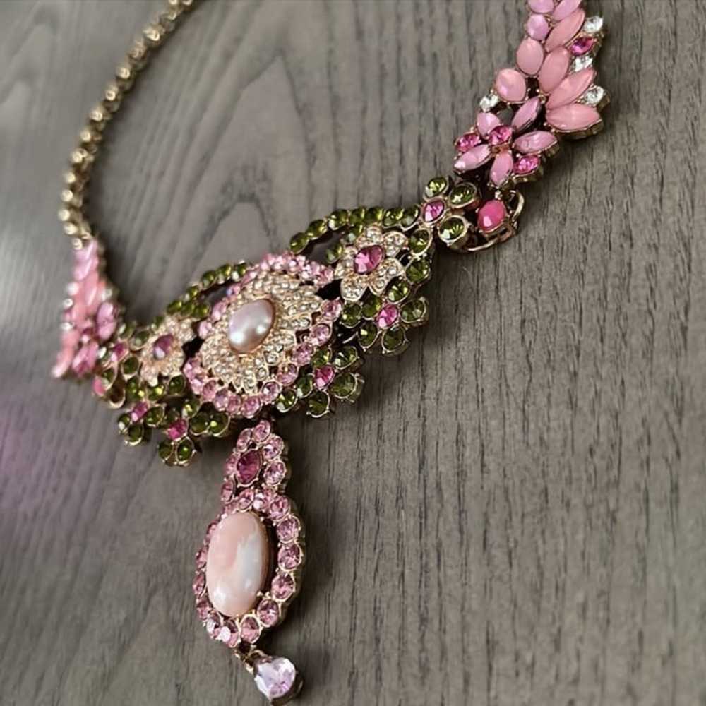 J crew floral faux gem statement necklace - image 3