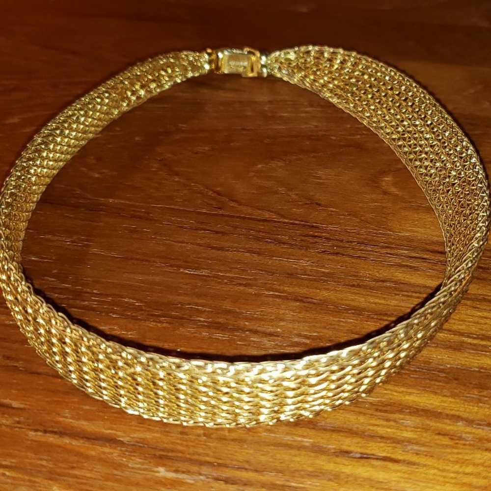 Vintage Napier Gold Tone Mesh Choker - image 2