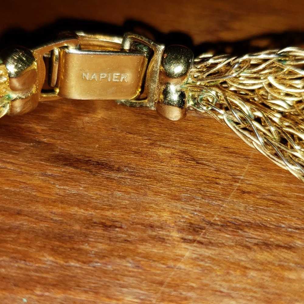 Vintage Napier Gold Tone Mesh Choker - image 3