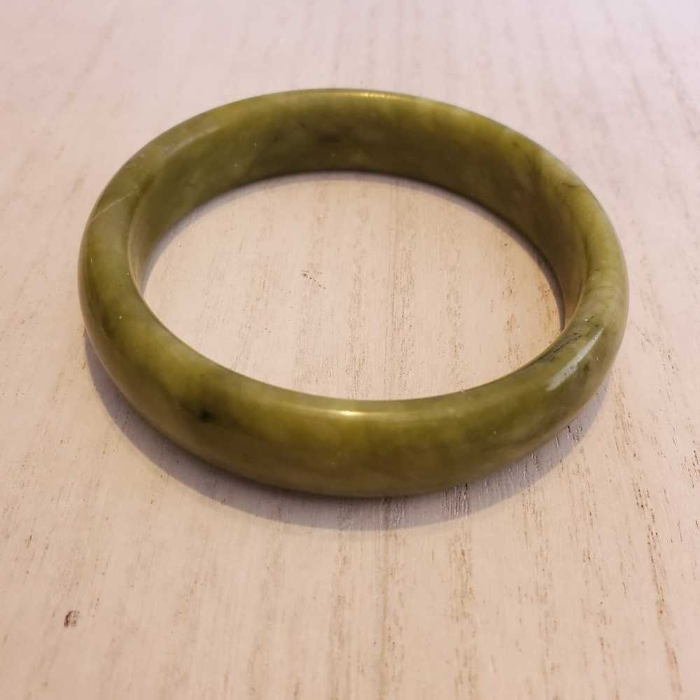 Vintage Estate Yellow-green Jade Bangle Bracelet … - image 1