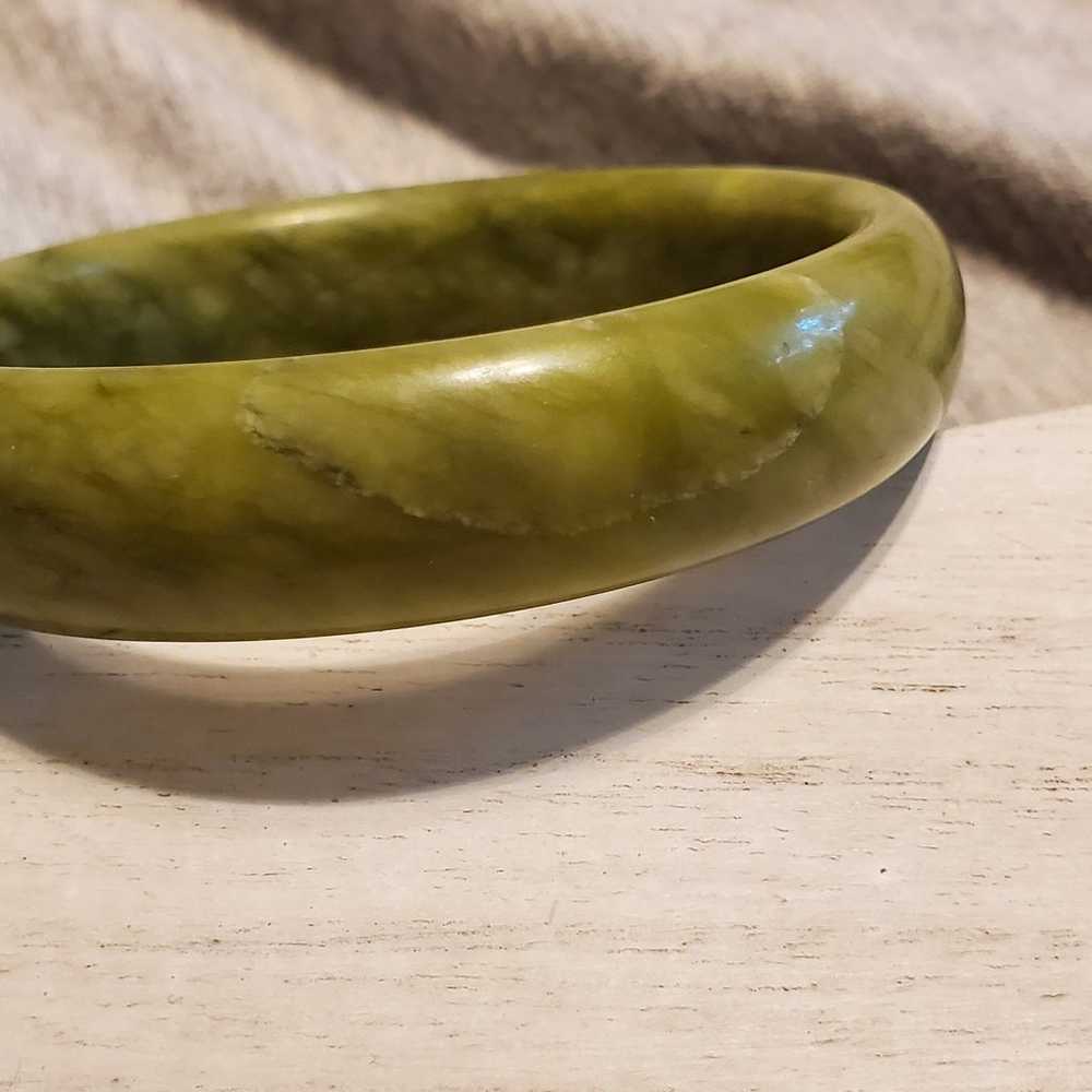 Vintage Estate Yellow-green Jade Bangle Bracelet … - image 5