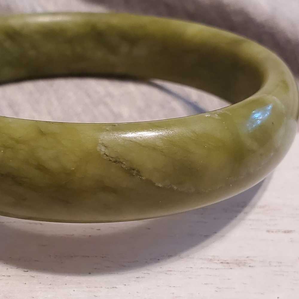 Vintage Estate Yellow-green Jade Bangle Bracelet … - image 6