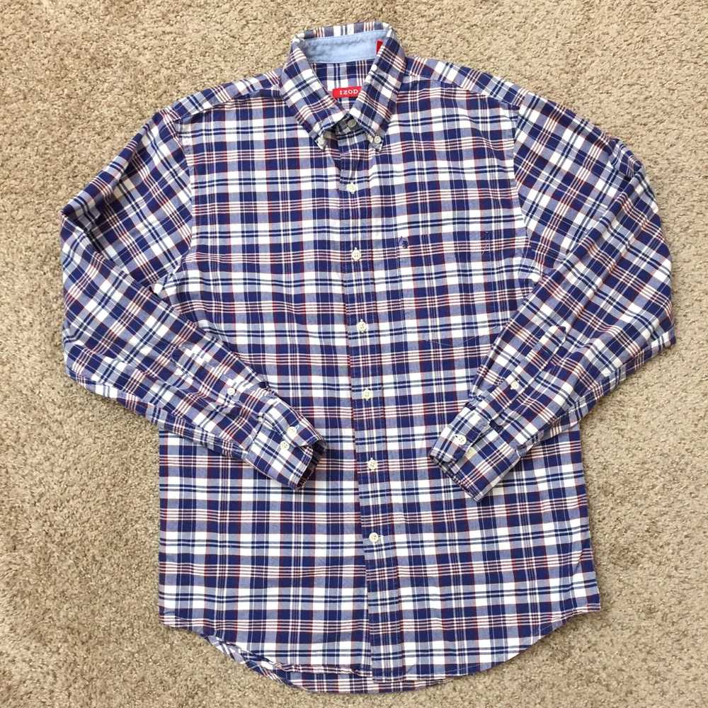 Izod Izod Shirt Mens Small Blue Red Plaid Long Sl… - image 1