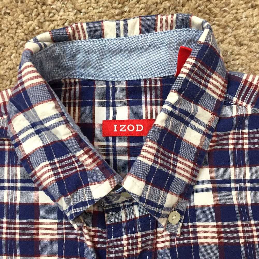 Izod Izod Shirt Mens Small Blue Red Plaid Long Sl… - image 2